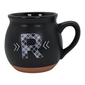 Target Threshold Black Initial R Plaid Monogram Stoneware Coffee Mug Cup 14 oz